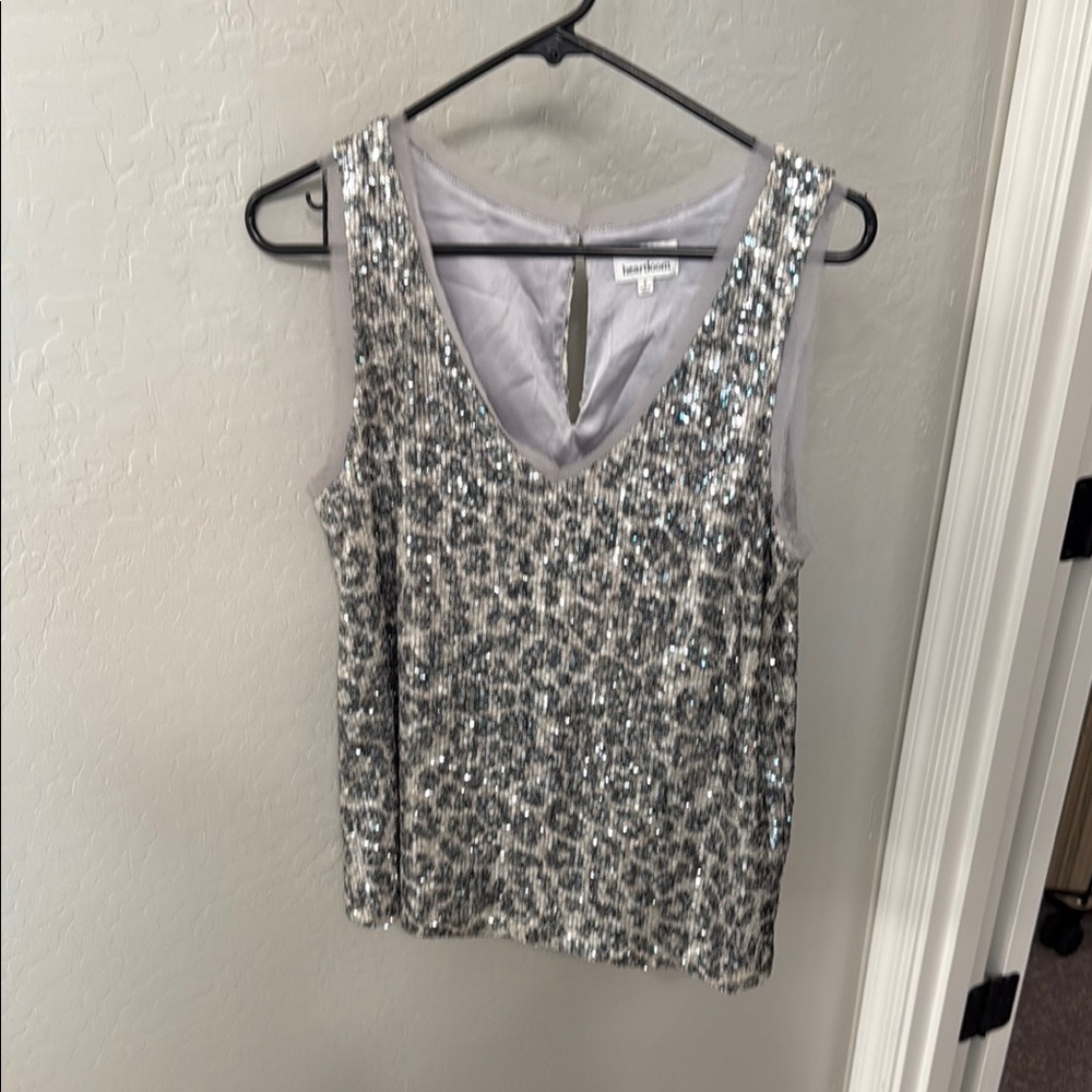 Heartloom Silver Sequin Sleeveless Tank Top